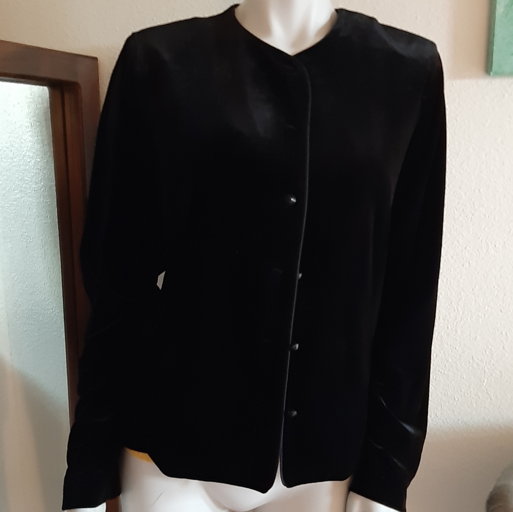 BLACK VELVET! Appleseed's black Velvet Blazer ☆ - Picture 7 of 9